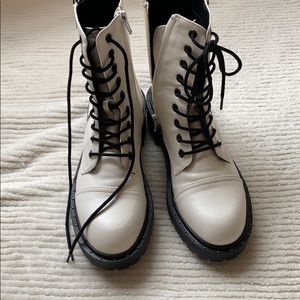 White Combat Boots
